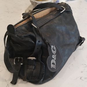 VERY used D&G black leather handbag